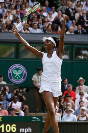 Venus Williams celebrates.