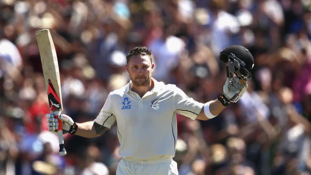 Stunning: Retiring New Zealand batsman Brendon McCullum scored the fastest century in the history of Test cricket on Saturday.