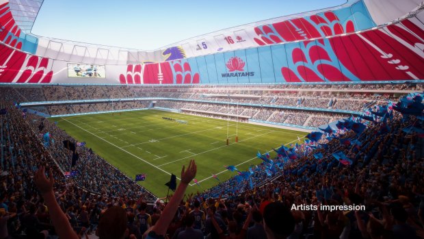 Big show: An artist's impression of a new Allianz stadium during a Waratahs game.