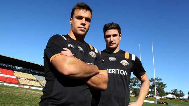 In charge: Wests Tigers havles Luke Brooks and Mitchell Moses will call the shots against Parramatta.