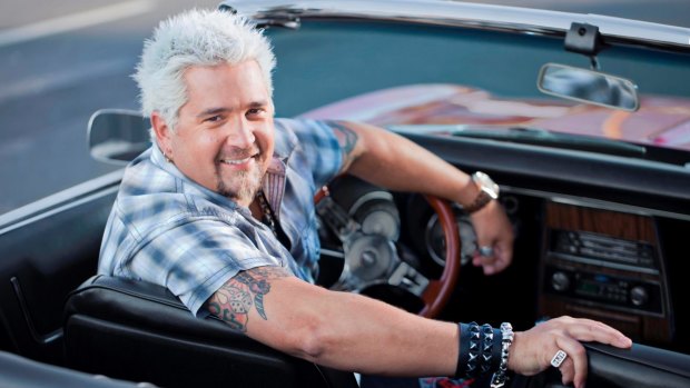 Host Guy Fieri in Diners, Drive-Ins, and Dives.