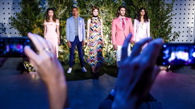 Pastel tones of pins and soft suiting were two trends on show at the launch of Melbourne Spring Fashion Week on Wednesday.