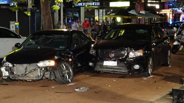 Two cars ended up badly smashed after alleged road rage in Northbridge.