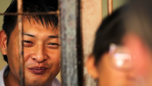 Andrew Chan in a holding cell in 2010.