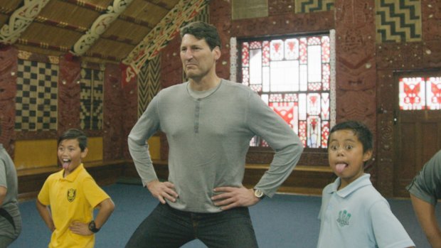 John Eales learning from the young.