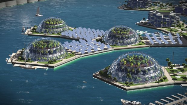 An artist's impression of a floating island project in French Polynesia.