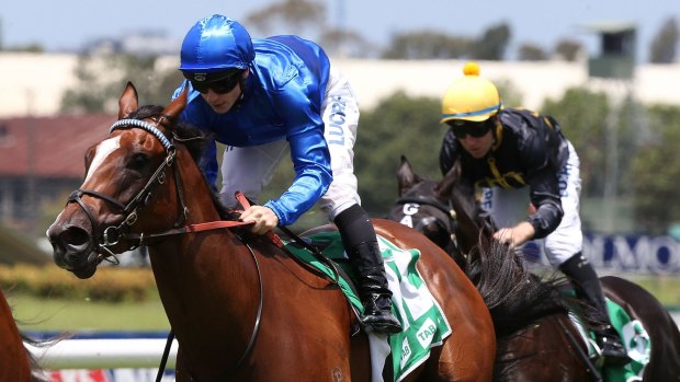 Brilliant victory: James McDonald gets Ottoman home at Rosehill on Saturday.