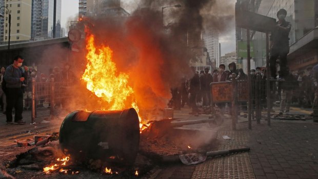 Hong Kong's Lunar New Year celebration descended into chaotic scenes as protesters and police clashed.