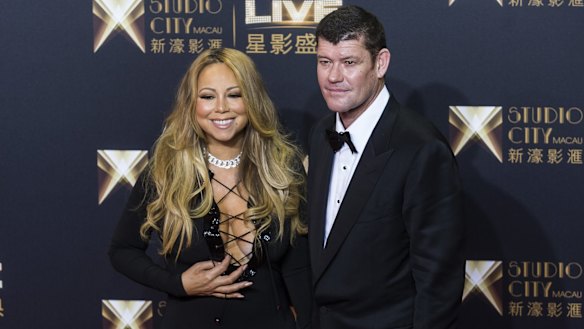 James Packer and fiance Mariah Carey.