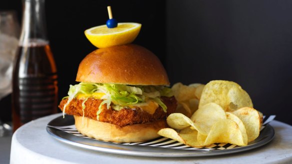 The crispy fish sandwich at Bondi Beach Public Bar.