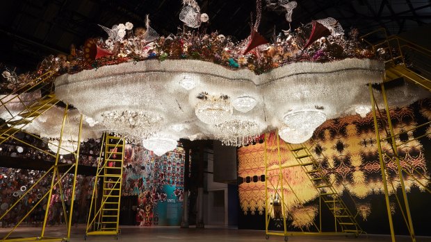 Nick Cave's cloud with chandeliers would make Liberace proud.