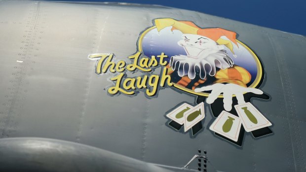 The side of a US Air Force B-52 Bomber on display in Australia. 