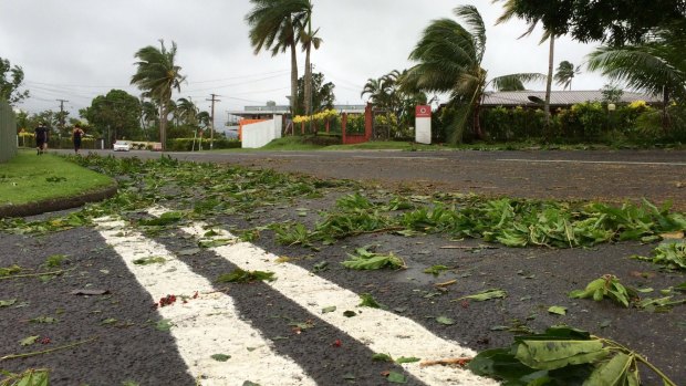 Debris left by Cyclone Winston lies on the roads in Tamavua, Suva, Fiji. 