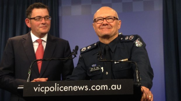 Victorian Police Chief Commissioner Ken Lay announces his resignation with Premier Daniel Andrews.