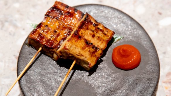 Go-to dish: Pork belly skewers. 