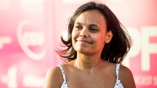 Actor Miranda Tapsell arrives at Tropfest.