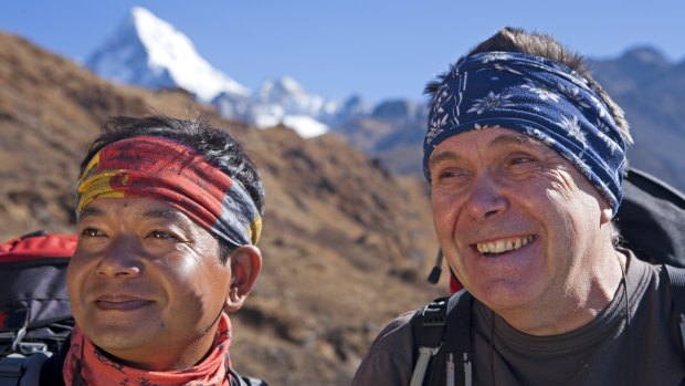 Trekking guide Mick Chapman (right) in the Himalayas