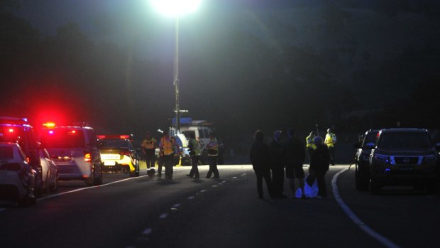 Police at the scene of the collision in November 2015. 