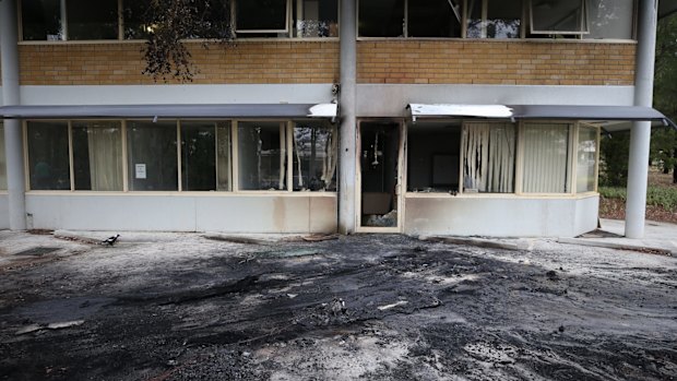 The car park at the Australian Christian Lobby in Canberra on Tuesday 22 December 2016 after a van with gas bottles exploded overnight. 