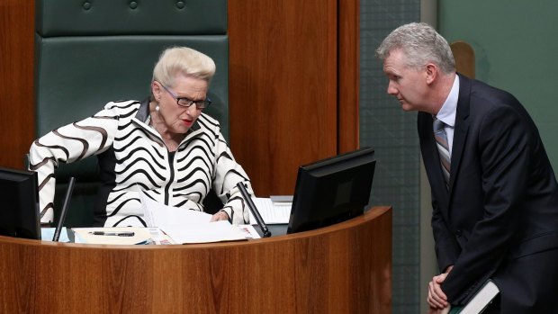 Speaker Bronwyn Bishop and manager of opposition business Tony Burke earlier this year.