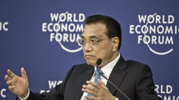 Li Keqiang, China's premier, speaks during a meeting with business leaders at the World Economic Forum in Tianjin, China.