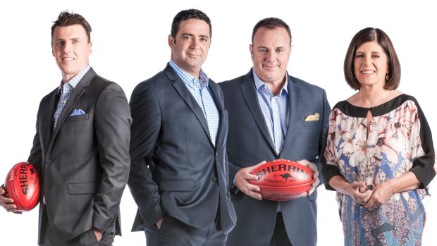 <i>Footy Classified</i> panel Matthew Lloyd, Garry Lyon, Craig Hutchison and Caroline Wilson.