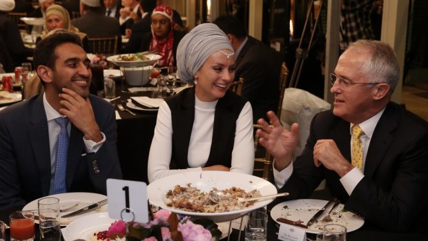 Prime Minister Malcolm Turnbull dined with broadcaster Waleed Aly and his wife Susan Carland.