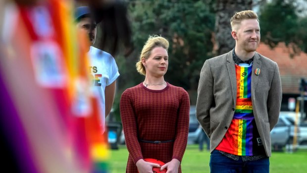Emily Rowe and LGBTQI advocate and former footballer Jason Ball. 