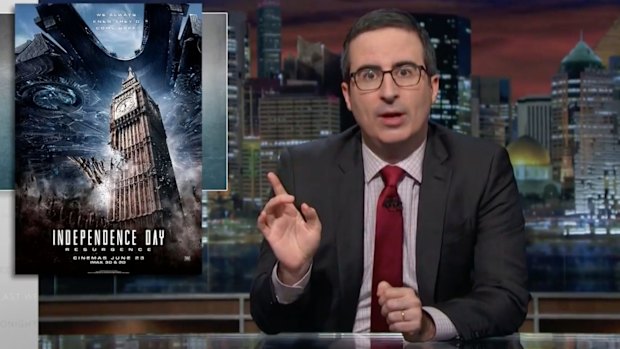 Television host John Oliver took aim against Brexit architects and Donald Trump in an expletive-laden rant. 