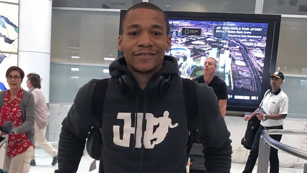 Reinforcement: Kings import Jerome Randle arrives at Sydney Airport on Monday.