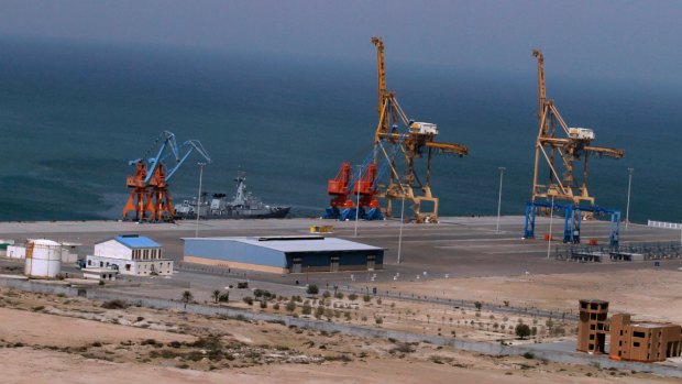 A Pakistan Navy ship berth at Gwadar port.