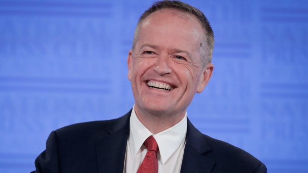 Populist: Opposition Leader Bill Shorten addresses the National Press Club in Canberra.