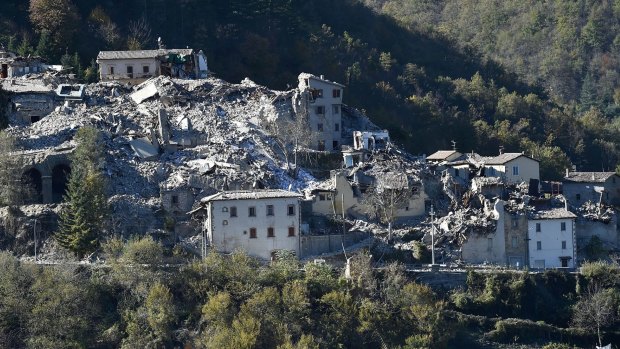 Damaged buildings in Arquata del Tronto following Sunday's massive earthquake.