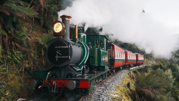 The West Coast Wilderness Railway steams ahead. 