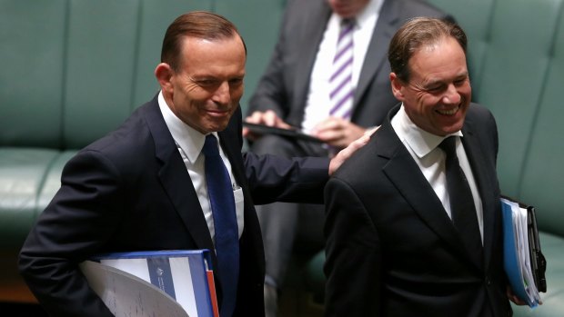 Prime Minister Tony Abbott with Environment Minister Greg Hunt on Monday.