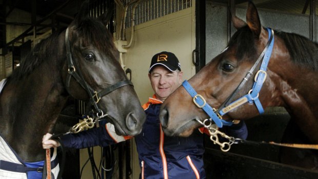 Big names: Trainer Kris Lees with gallopers Lucia Vallentina (left)  and Protectionist.