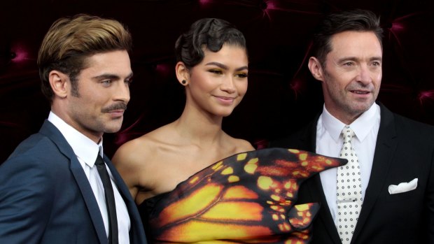 Zac Efron, Zendaya, and Hugh Jackman arrive at the Australian premiere of The Greatest Showman in Sydney.