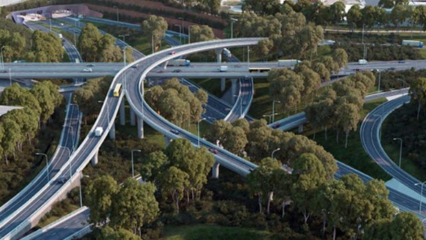 Protesters are concerned about traffic in the St Peters Interchange, shown here in an artist's impression. 