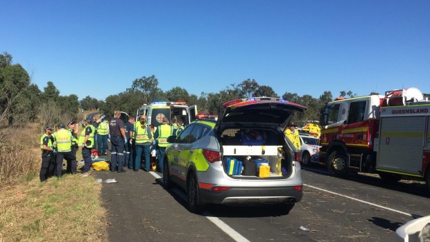 A motorcyclist lost his arm in a collision with a truck south of Ipswich on Tuesday morning.