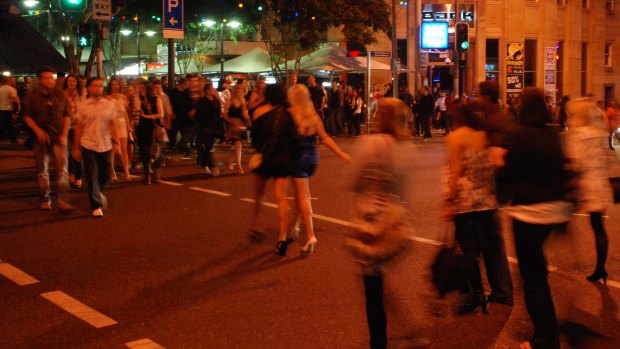 Crowds in Brisbane's Fortitude Valley nightclub and bar precinct.