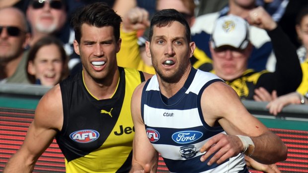 Kept quiet: Harry Taylor on Alex Rance worked for the Cats last time they played the Tigers.