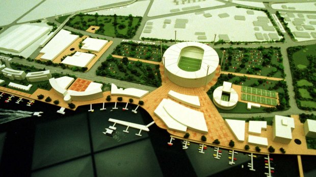 A model of the proposed Rivercity Stadium complex at Hamilton.