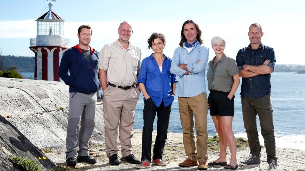 The Coast Australia team: (from left) Dean Miller, Tim Flannery, Alice Garner, Neil Oliver, Emma Johnston and Brendan Moar. 