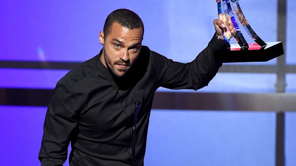Honoree Jesse Williams accepts the Humanitarian Award onstage during the 2016 BET Awards.