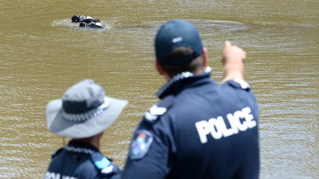 Police divers are seen searching for clues in their ongoing investigation into the suspected murder of Tiahleigh Palmer. 