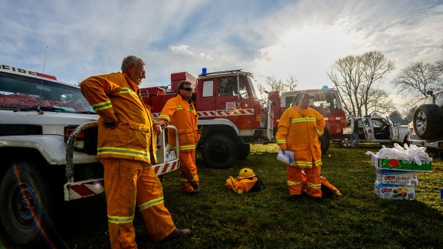 CFA crews in Victoria earlier this month preparing for another busy day.