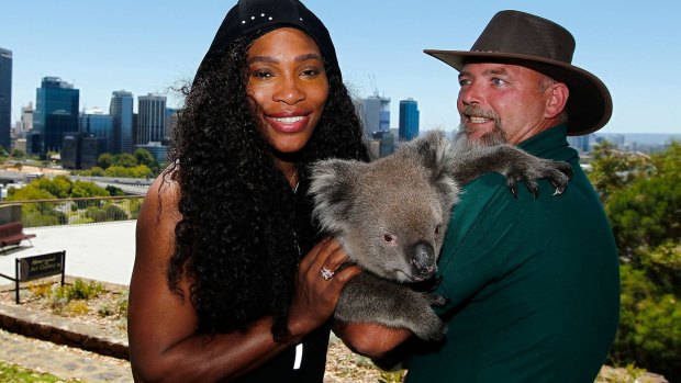 Serena Williams was all smiles when she arrived in Perth but injury forced her out of the opening Hopman Cup tie.