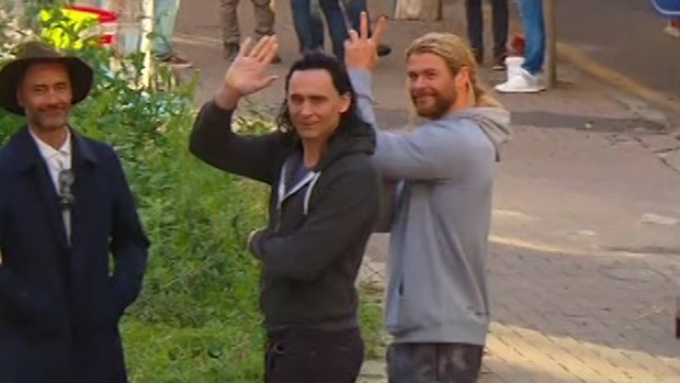 Chris Hemsworth and Tom Hiddleston in Brisbane for the filming of <i>Thor: Ragnarok</i>.