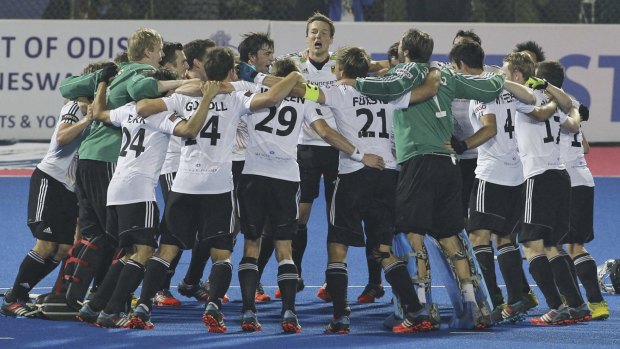 The German team after beating Pakistan in the Champions Trophy final.