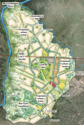 Artist's map impression of the West Belconnen masterplan.
